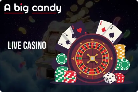 A Big Candy live casino with roulette, cards and chips